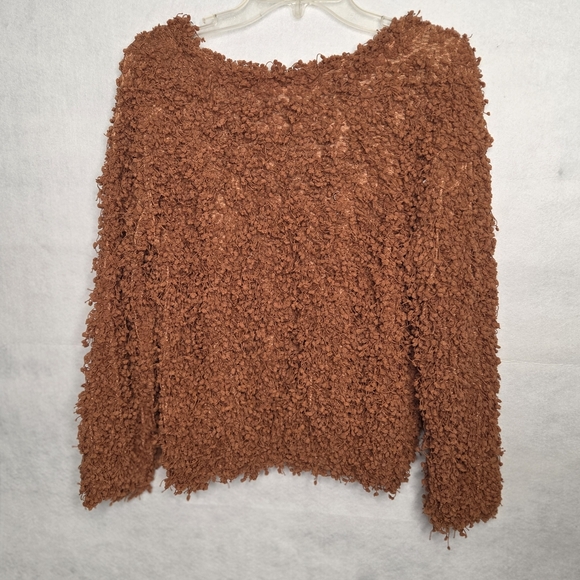 Mine Womens Rust Brown V-Neck Ligtweight Unique Textured Pullover‎ Size Small - Picture 2 of 4